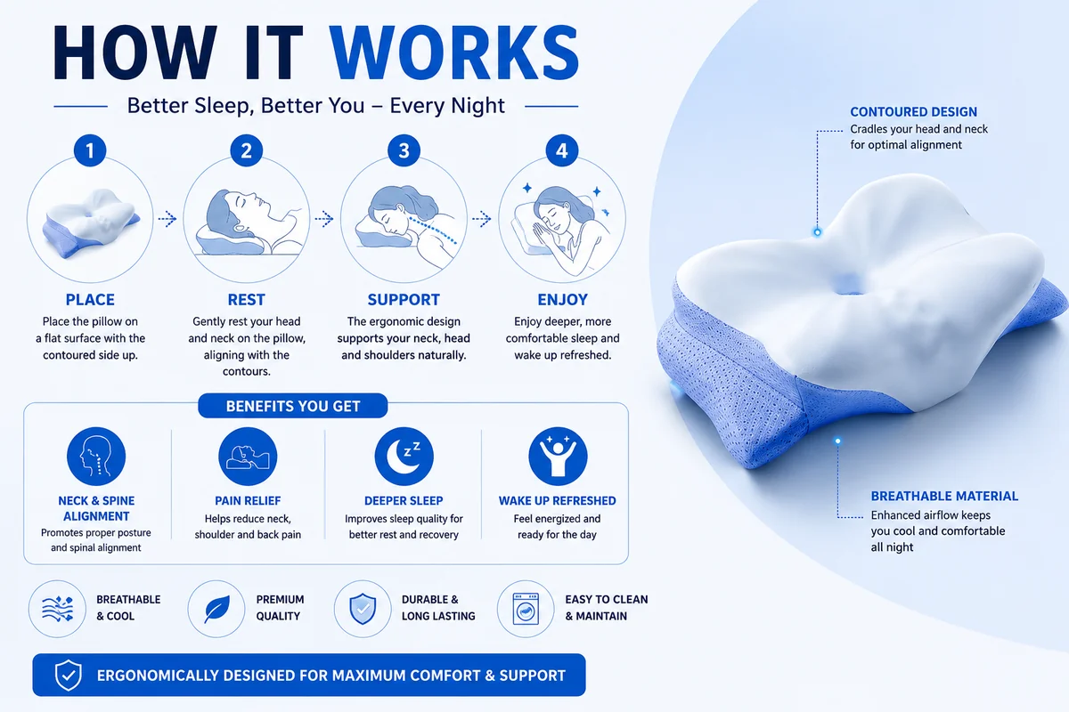 How the Derila Ergo Pillow works: place, rest, support, enjoy